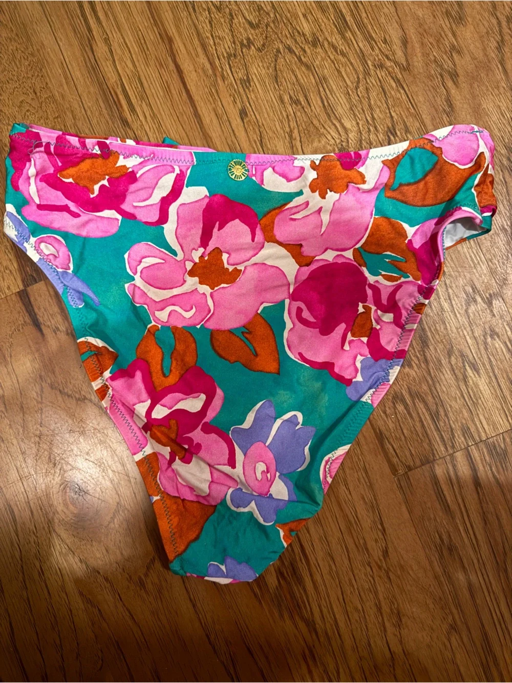 Sunshine 79 Floral High-Cut Bikini Bottom - Pink & Teal